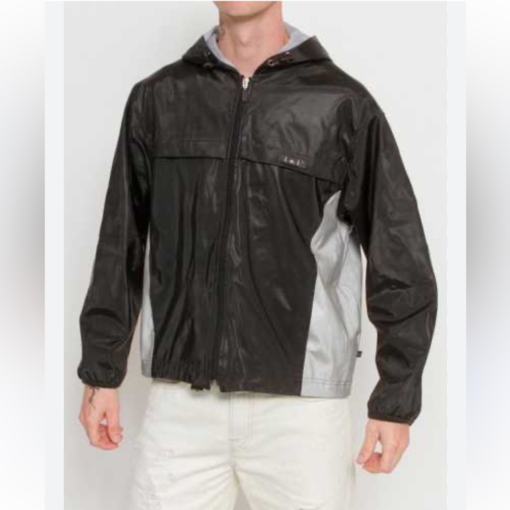 lei Men's Black and Silver Windbreaker Size Small